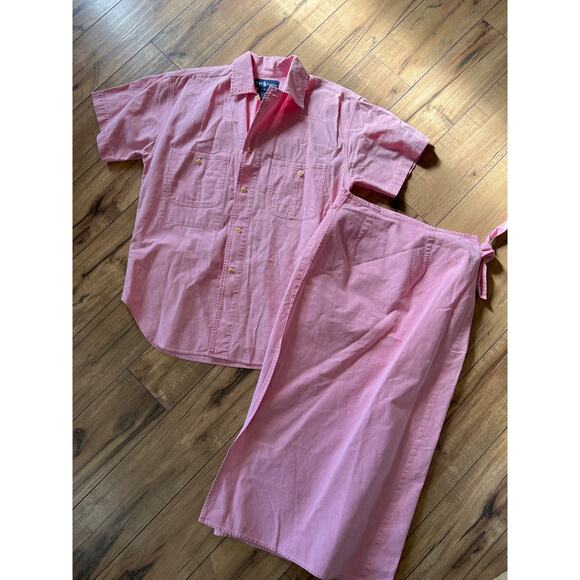 Ralph Lauren Dresses & Skirts - Ralph Lauren 2 piece cotton outfit wrap skirt & top shirt medium 8